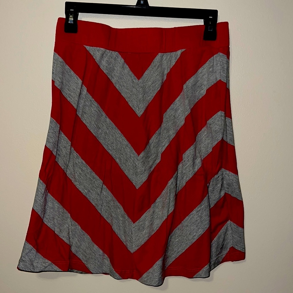 Red gray striped skirt